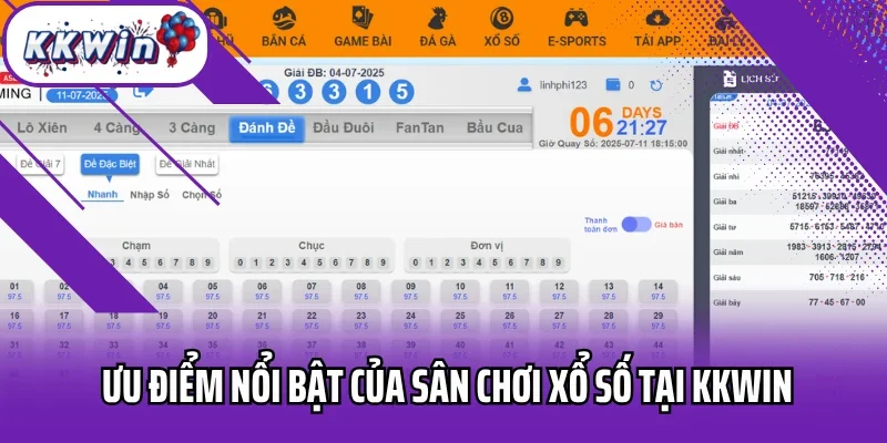 Ưu điểm nổi bật của sân chơi xổ số tại Kkwin